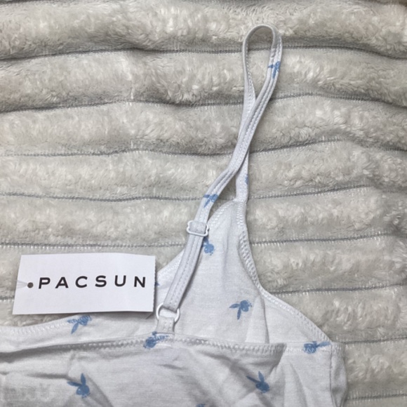 Playboy by Pacsun Bunny Dorm White Tank Top Crop - Picture 3 of 4